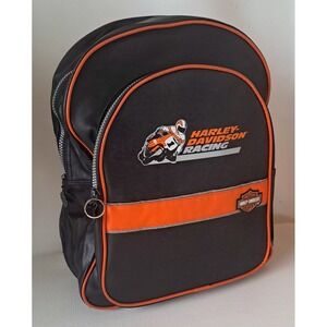 Harley-Davidson Motorcycles Kids Boys Backpack, Black Leather-Like PVC
